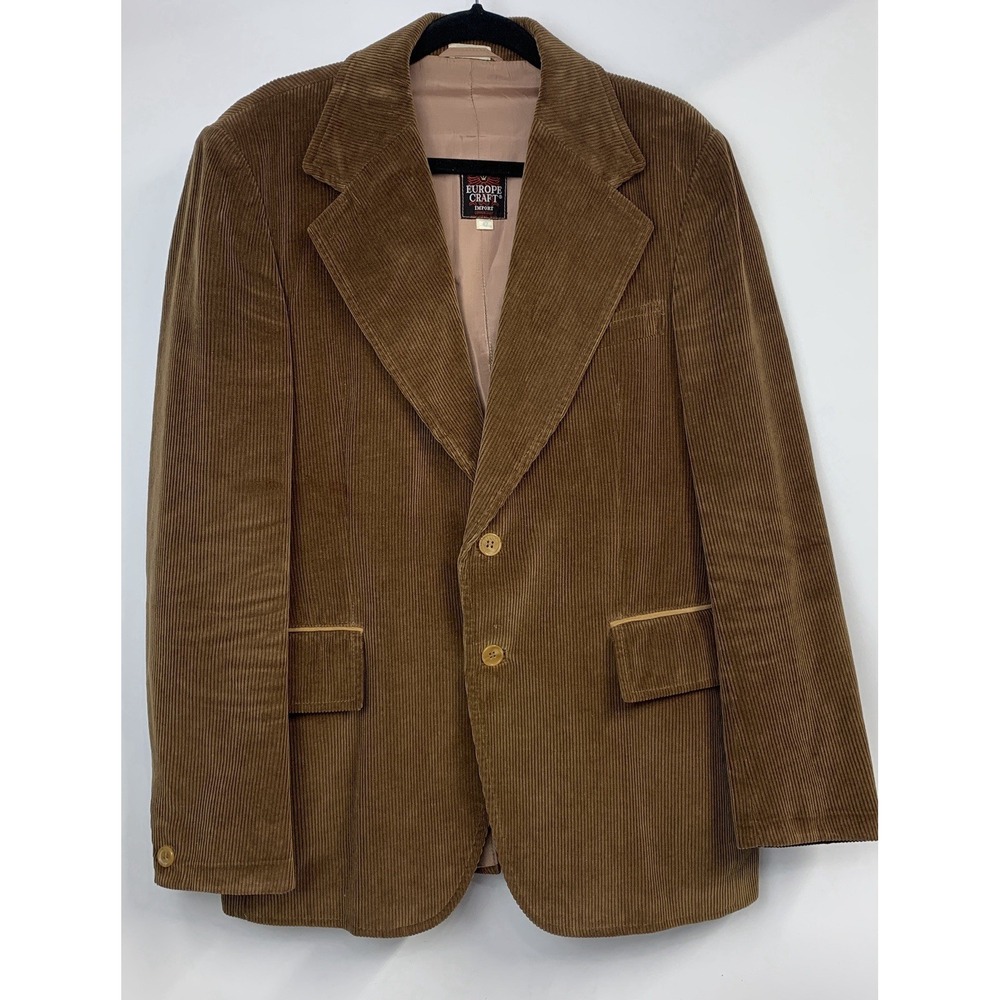 VTG Europe Craft Men's Brown 2 Button YUGOSLAVIA Corduroy Jacket - Size 42/US L